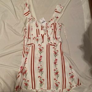 NWT F21 Striped Floral Mini Dress with Ruffles